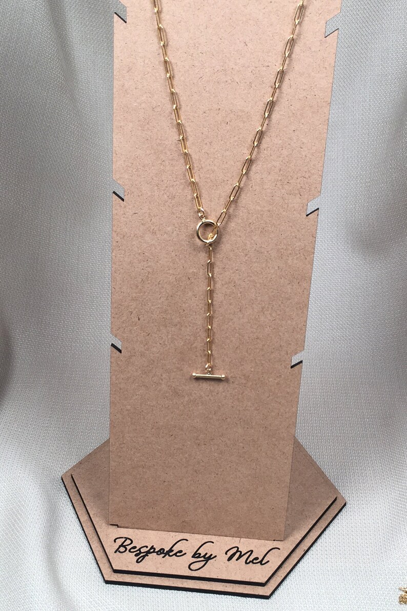 Paperclip link toggle lariat necklace 14Kt gold filled Etsy