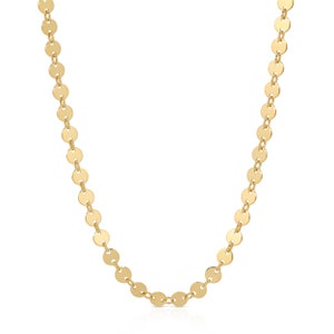 Mila disc chain necklace in 14Kt gold filled.