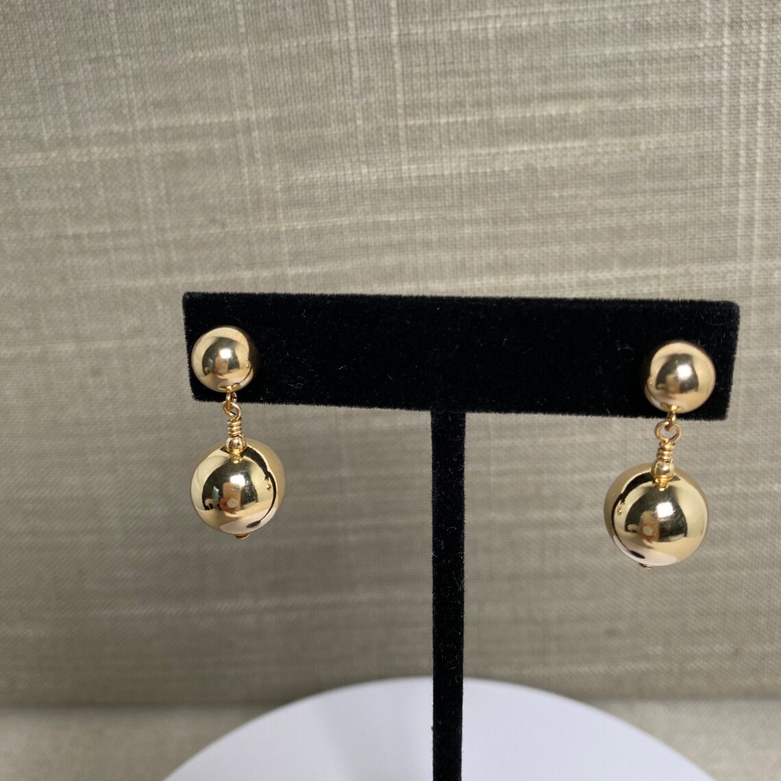 Gold Double Ball drop earrings 14Kt Gold filled Etsy.de