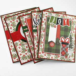 Handmade Christmas greeting cards, set of 5, holiday cheer, festive cards, no inside text