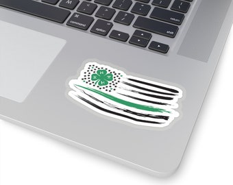 4H Club Distressed Flag - Sticker - How How - Hands Heart Head Health  - Ask a Farmer
