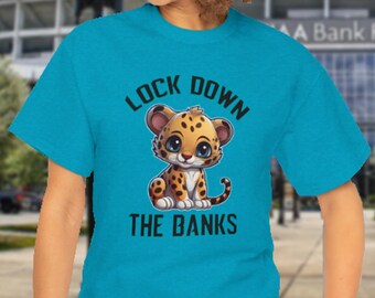 Lock Down The Banks -  Crew Neck - Tropical Blue is TEAL - Jacksonville Zoo's Jaguar Cub Banks Duuuval Jaguars