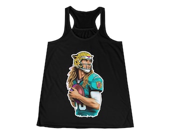 Ttevor Lawrence Jacksonville Jaguars - Women's Flowy Racerback Tank - Lets Go Jags! DUUUVAL!