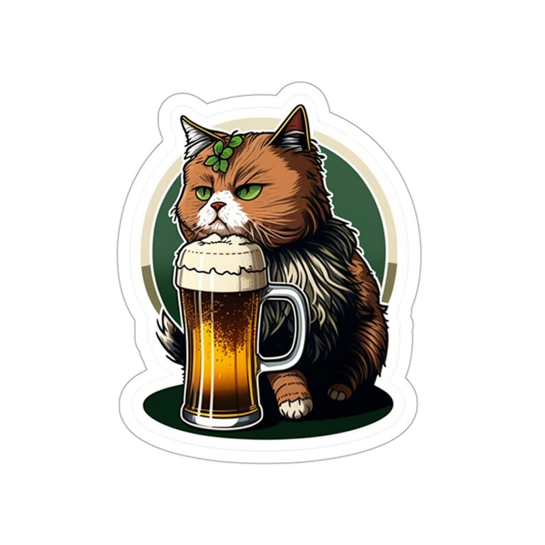 ¡Gato del día de St Patrick! Pintas de Guinness te hacen fuerte PEGATINA imagen 6