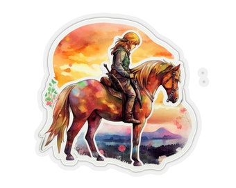 Link - Zelda - Hyrule Epona Sunset Water Colors Adventure PEGATINA