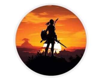 Link On the Threshold of Hyrule at Sunset - Crew Neck - Zelda TOTK