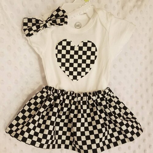 Checkered Baby Girl Clothing Set Etsy