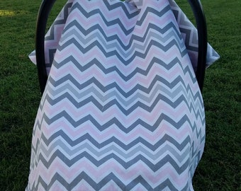 Cute Girly Chevron Print Carseat Cover/Canopy