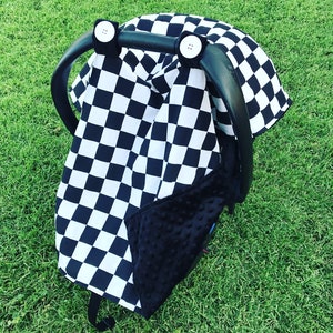 Checkered carseat cover checkered car seat canopy many colors to choose from Custom car seat cover