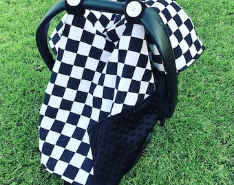 Checkered carseat cover checkered car seat canopy many colors to choose from Custom car seat cover