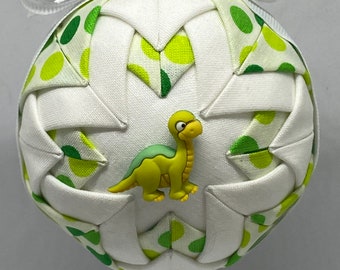 Handmade Folded Fabric Ornament with Dinosaur Decoration