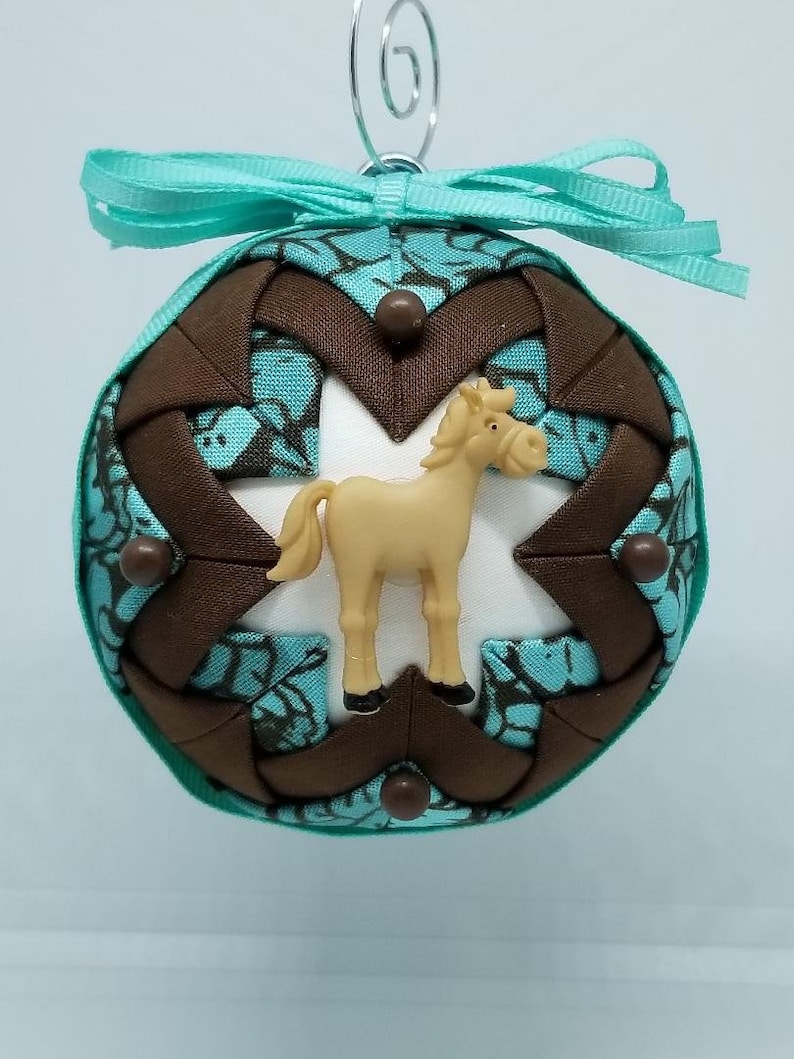 Handmade Folded Fabric Ornament with Horse Decoration