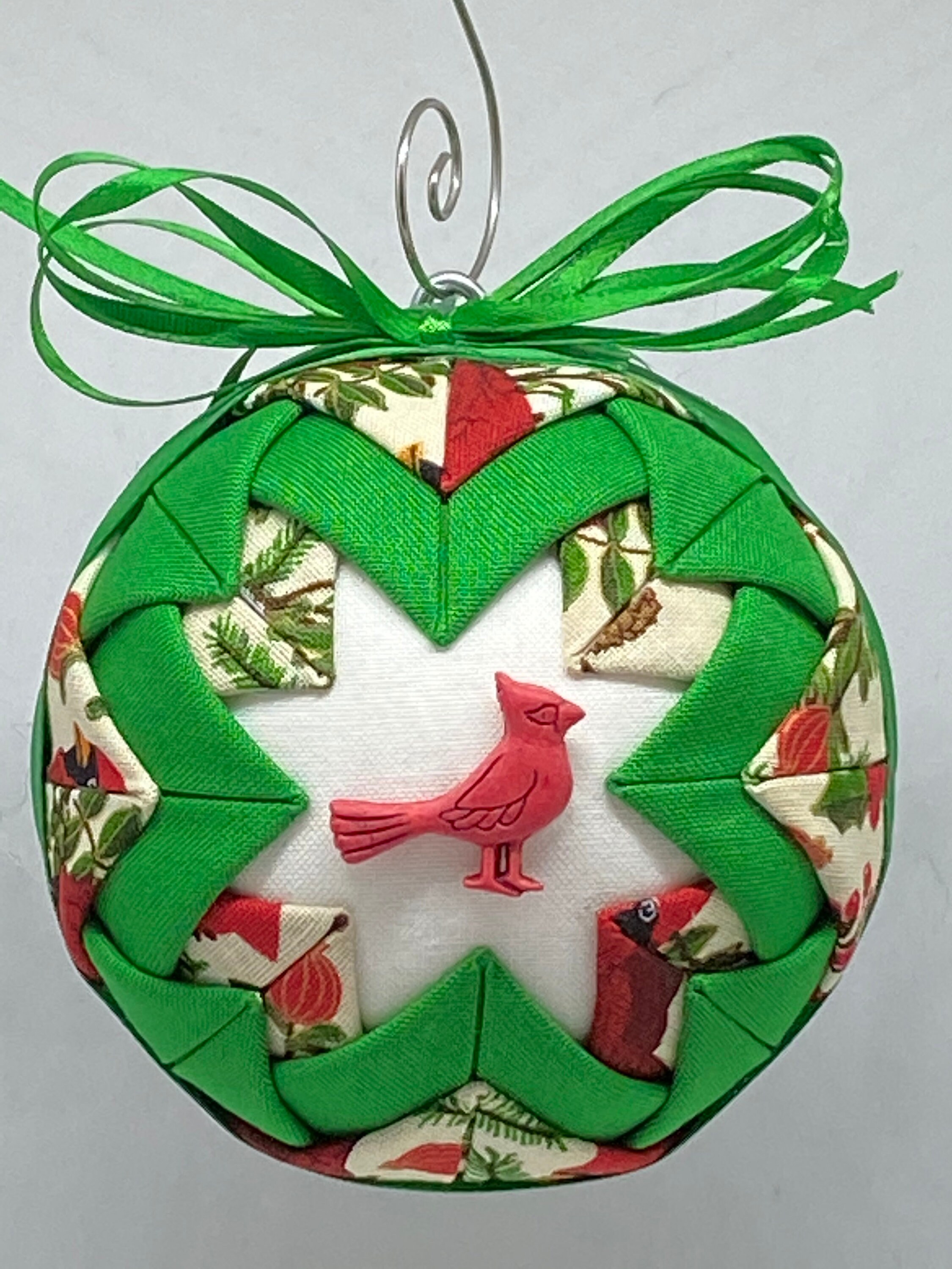 Handmade Folded Fabric Ornament With Cardinal Decoration Etsy