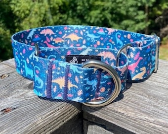 Dinosaurier Hundehalsband Aus Baumwolle – Verstellbar Mit Metallschnalle | Für Kleine, Mittlere & Große Hunde