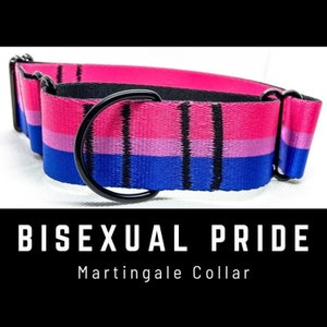 Bi Pride Dog Collar, Martingale Collar, Bisexual Pride Flag Collar, LGBTQ Dog Collar, Gay Pride Collar, Thick 1&quot; 1,5&quot; 2&quot; Dog Collar
