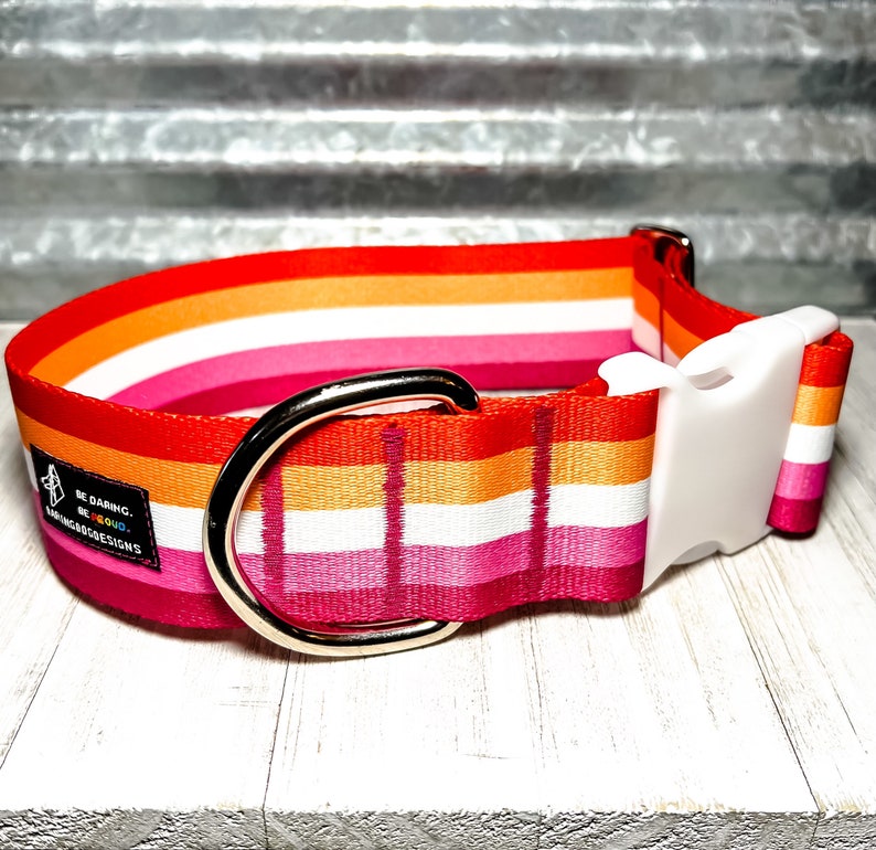 Lesbian Pride Dog Collar, Sapphic Pride Collar, LGBTQ Dog Collar, Pride