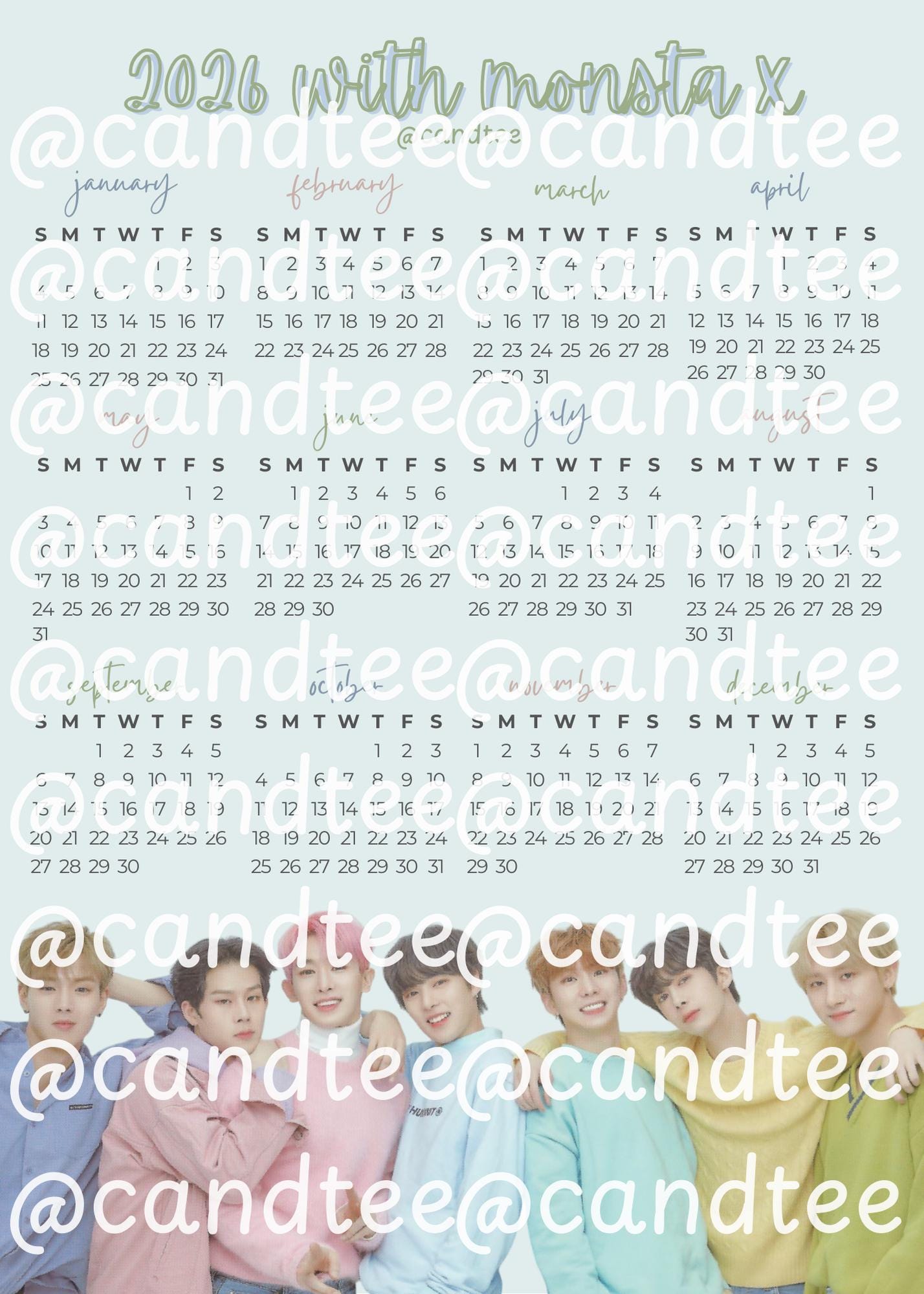 Monsta X 2026 Calendar - Etsy