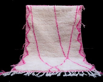 Pink Berber Rug, Hand-Knotted Moroccan Beni Ourain Rug, Custom Size
