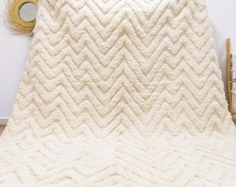 Cream Beni Ourain Rug: Moroccan High Pile Wool, Hypoallergenic