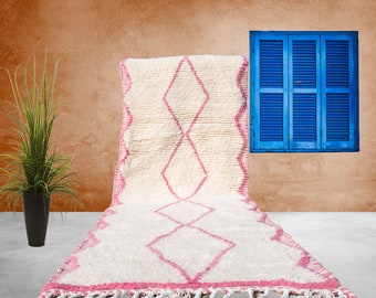Moroccan Pink Runner rug - Custom Pink Beni ourain Runner - Morrocan Hallway Rug - wool berber Stairecase rug - Custom handmade rug