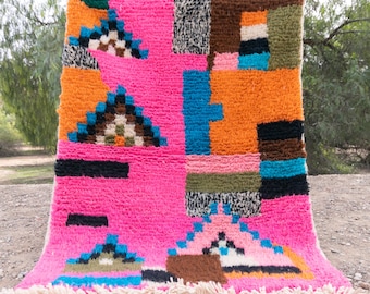 Large Berber Moroccan Rug | Colorful Wool Azilal Rug, Custom Size