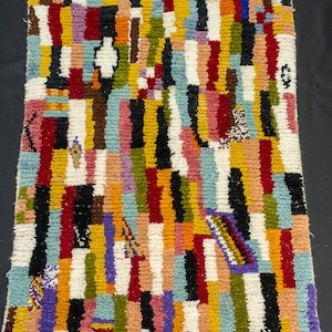 3x5 Azilal Moroccan Rug, boho Rug, Fluffy Wool Rug, Colorful Rug image 3
