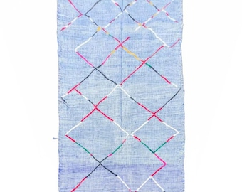 Berber Blue Kilim Rug - Geometric Flatweave Moroccan Rug