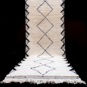 Moroccan Runner Beni Ourain Runner Rug, Custom Hallway Rug Runner, Bespoke Long Runner Long Berber Carpet Made to Order
