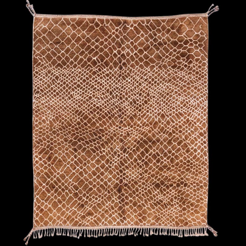 Large Area Rug | Brown Moroccan Rug | Mrirt Plush Shag Berber Rug | Hand tufted wool rug