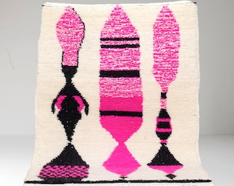 Pink Moroccan Rug – Hand-Knotted Boho Wool Area Rug - Berber Azilal Rug