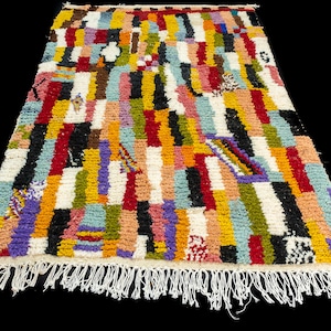 3x5 Azilal Moroccan Rug, boho Rug, Fluffy Wool Rug, Colorful Rug image 2