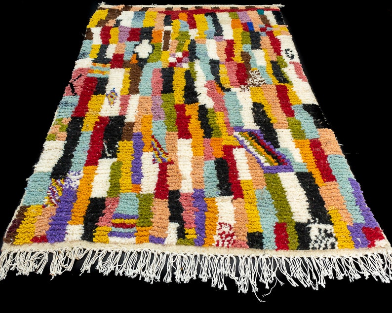 3x5 Azilal Moroccan Rug, boho Rug, Fluffy Wool Rug, Colorful Rug image 2