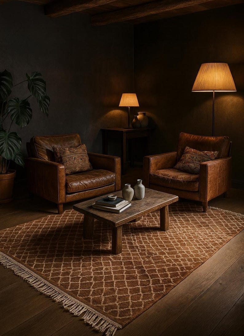 Large Area Rug | Brown Moroccan Rug | Mrirt Plush Shag Berber Rug | Hand tufted wool rug