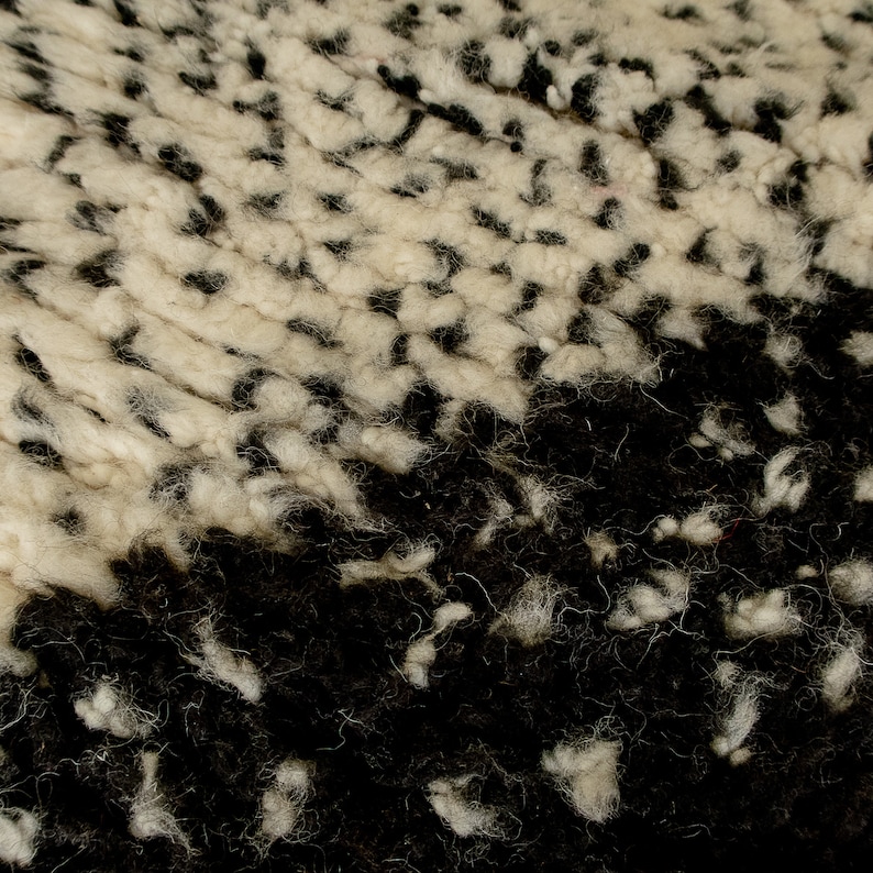 Black and White Moroccan Beni Ourain Rug, Black Polka Dot Rug