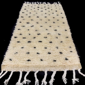 Handmade Beni Ourain Rug: Custom Wool Polka Dot Moroccan Rug