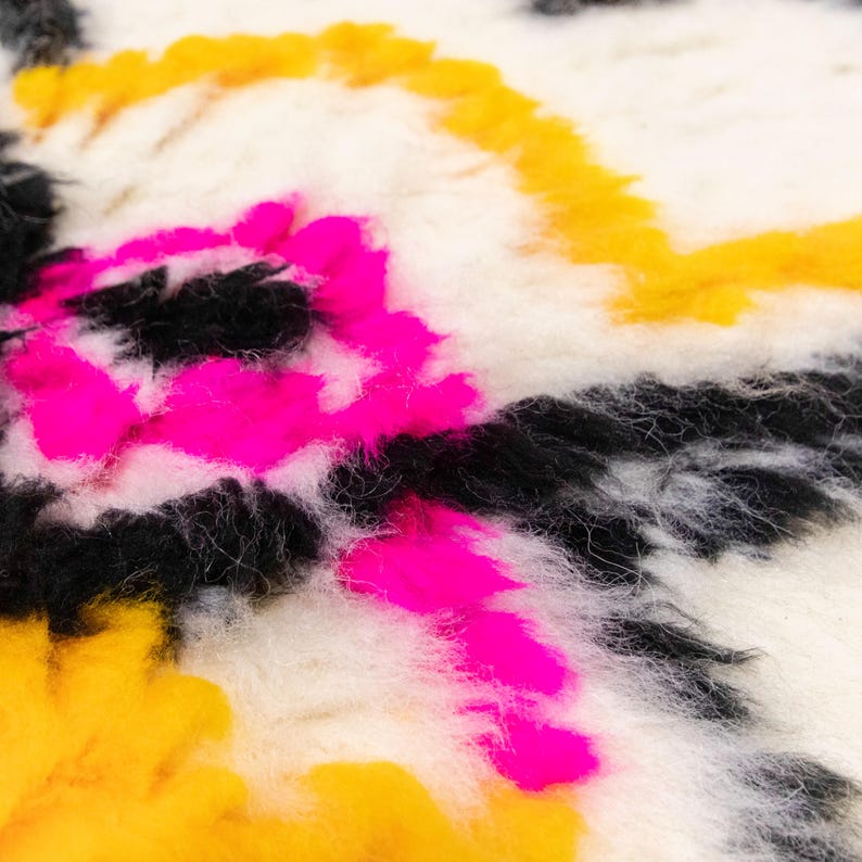 Small Moroccan Rug 2x3, Wool Bath Mat, Fringe Rug for Entry, Shag Pile