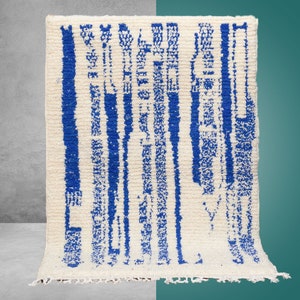 Beni ourain rug - Moroccan rug - Blue Berber rug - Custom size rug - Coastal Moroccan rug - Handmade rug - Custom Morocco rugs
