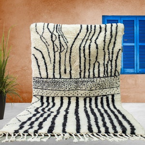 Striped Beni ourain rug Custom Morrocan Rug Beni rug Wool Berber rug Beni ourain rug Custom rug Handmade rug Moroccan rug image 1
