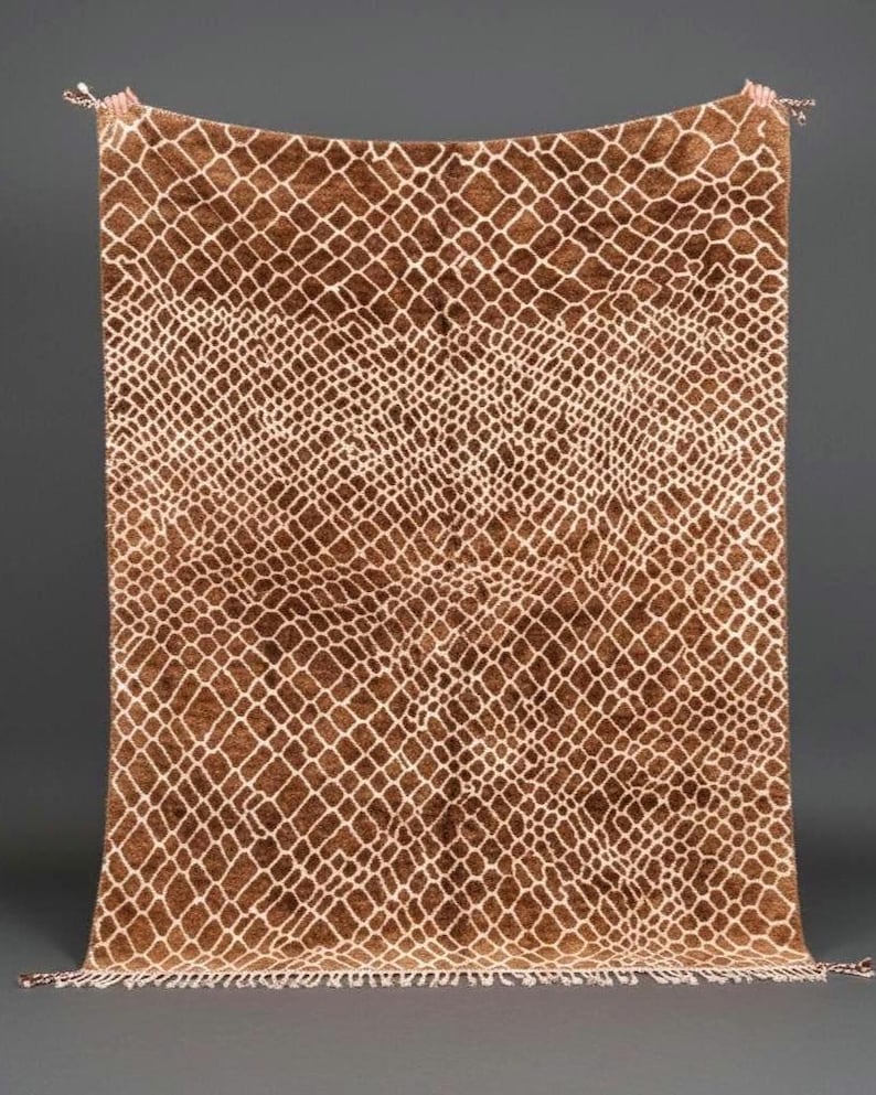 Large Area Rug | Brown Moroccan Rug | Mrirt Plush Shag Berber Rug | Hand tufted wool rug