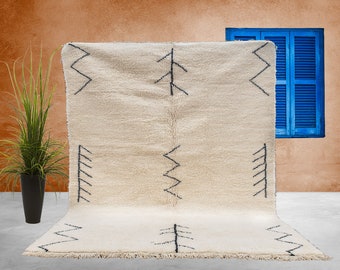 Large Moroccan Rug , Bespoke Beni Ourain Rug, Custom White Wool Morrocan rug , Berber Style Rug , Custom Size rug