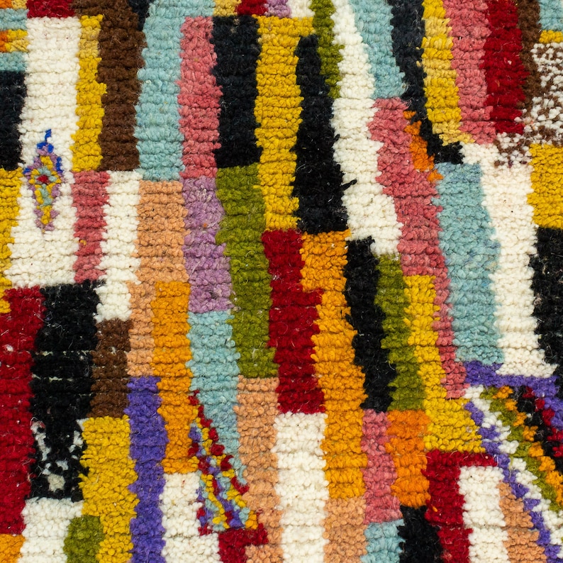 3x5 Azilal Moroccan Rug, boho Rug, Fluffy Wool Rug, Colorful Rug image 7