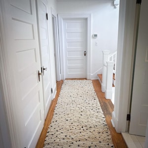 Moroccan cream white Wool  Shag Rug Runner, Polka Dot Berber Runner, Boho Chic Floor Decor for Hallway, Plush and Cozy Ethically handCrafted