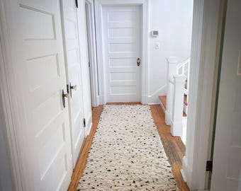 Moroccan cream white Wool  Shag Rug Runner, Polka Dot Berber Runner, Boho Chic Floor Decor for Hallway, Plush and Cozy Ethically handCrafted