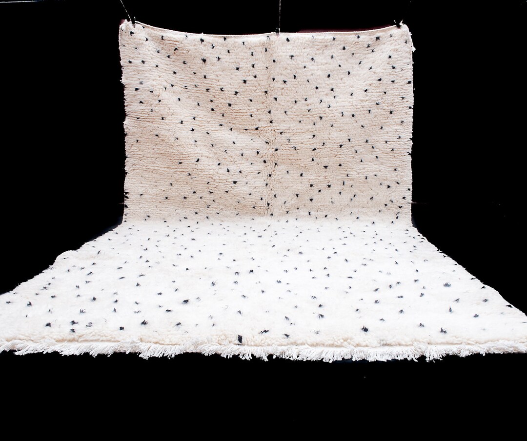 Moroccan Polka Dot Wool Rug, Black and White Spotted Carpet - Etsy