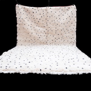 Moroccan Dots Rug, Custom Polka Dot Rug, Black And White Spotted Rug, Dotted Carpet Neutral Beniourain Rug For Living Room