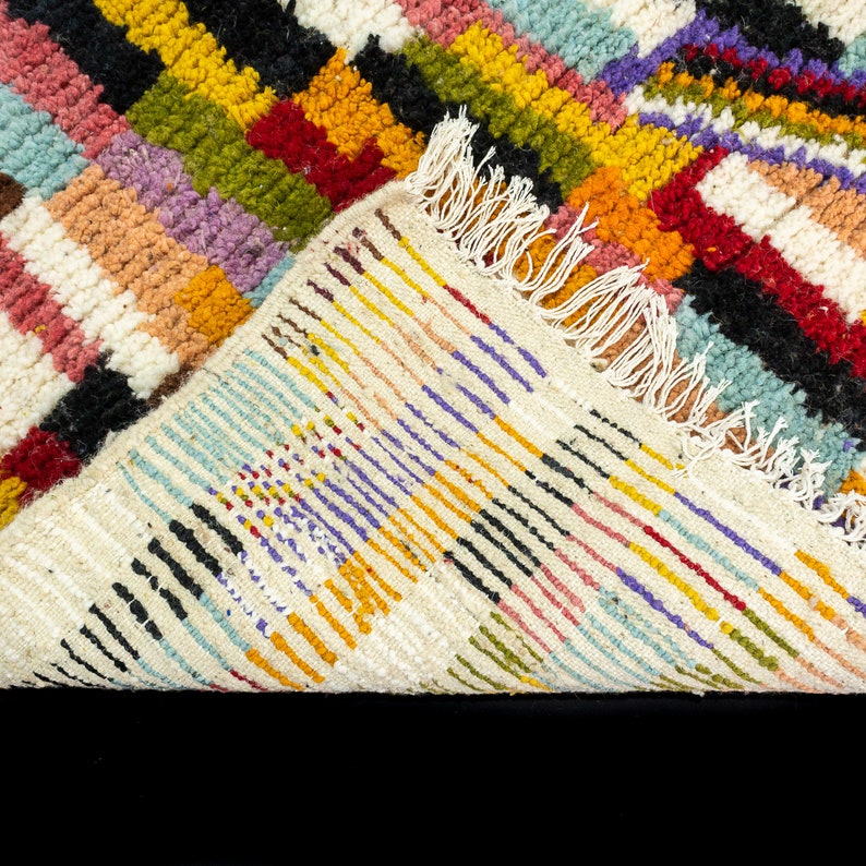 3x5 Azilal Moroccan Rug, boho Rug, Fluffy Wool Rug, Colorful Rug image 9