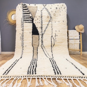 Tapete marroquino Beni Ourain, tapete de lã marroquina personalizado, tapete grande de lã feito à mão, Berber Teppich Alfombras Tapijt