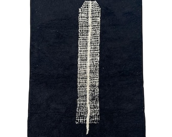 Black Moroccan Rug – Handmade Berber Custom Rug, Minimalist Wool Berber Rug, Modern Boho Decor, Bespoke Black Moroccan Living Room Carpet