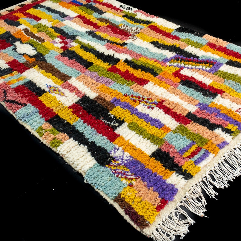 3x5 Azilal Moroccan Rug, boho Rug, Fluffy Wool Rug, Colorful Rug image 4