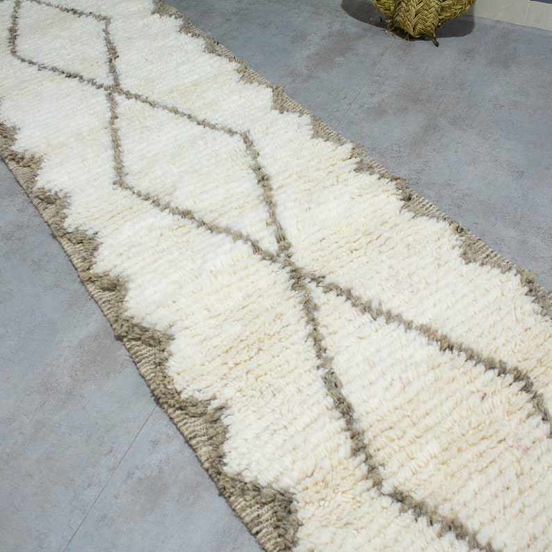 Handgeknüpfter Beige Marokkanischer Teppich Läufer, Berber Wollteppich Bild 4